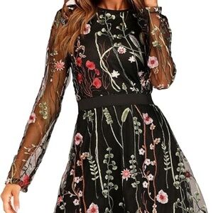 Black Floral Embroidered Dress